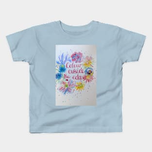 Colorful flower Watercolor Painting - Colour Ouside The Edges Kids T-Shirt